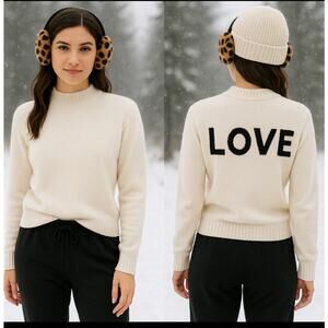Spiritual Gangster Cream Chenille Sweater Top “LOVE” Back – Women’s Medium